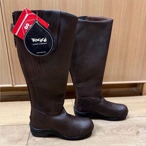 Toggi Handmade Nubuck Leather Waterproof Riding or Rain Boots 37 Wide Calf $250
